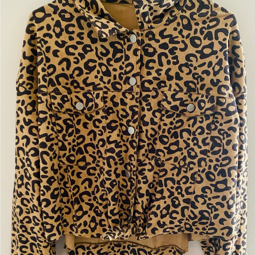Leopard Print Corduroy Jacket